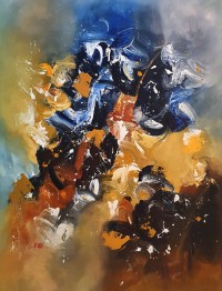 S. M. Naqvi, 36 x 48 Inch, Acrylic on Canvas, Abstract Painting, AC-SMN-163